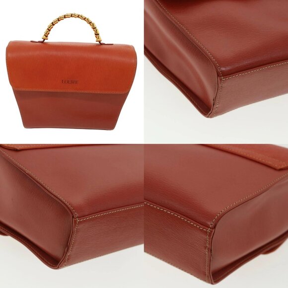 LOEWE Twist Hand Bag Leather Red Auth am3594V - Picture 14 of 14